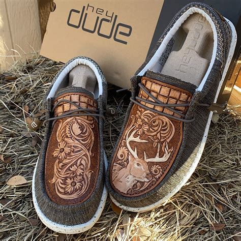Tooled Leather Hey Dudes with Whitetail Buck | Western shoes, Country ...