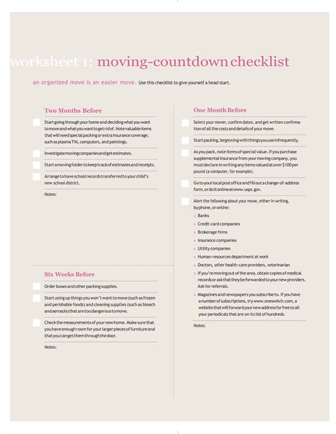 Free Printable Moving Checklist Templates [Word, PDF, Excel]