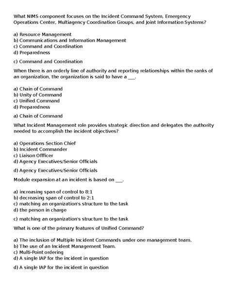 ICS 300 Final Exam Answers: Incident Command System Insights - Studocu
