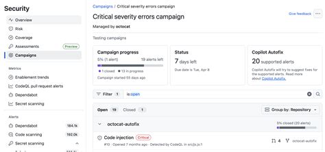 A security campaign screen displays the campaign’s progress bar with 97% completed of 701 alerts. A