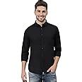 Dennis Lingo Men's Cotton Black Solid Casual Shirt (C301_BLACK_S ...