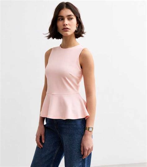 Light Pink Sleeveless Peplum Hem Top | New Look