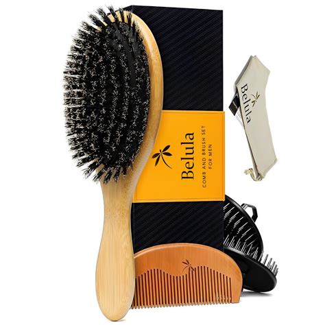 Amazon.com : Belula Boar Bristle Hair Brush Set for Men - Soft Mens ...