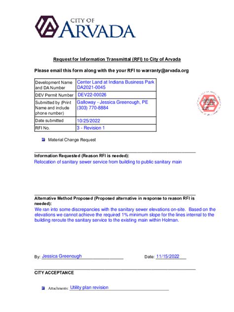 Fillable Online Request For Information (RFI) Transmittal Fax Email ...