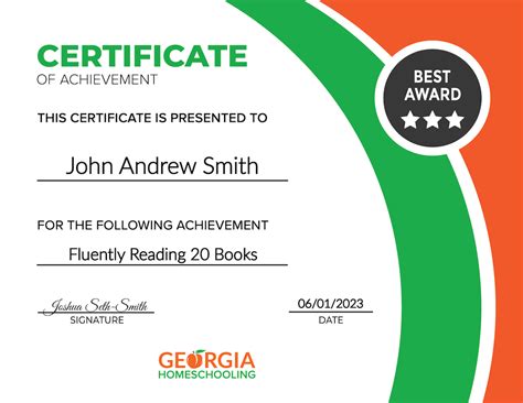 Certificates and Awards - Georgia Homeschooling
