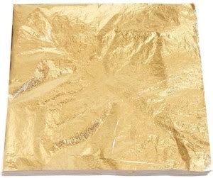 UNIQUE GOLD LEAFING STUDIO Gold Metal Leaf Gold Leaf 8x8cm 100 Sheets ...