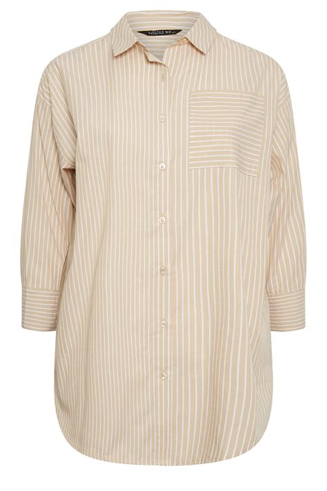 LIMITED COLLECTION Plus Size Natural Brown Striped Shirt | Yours Clothing