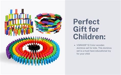 VGRASSP 120 PCS Super Domino Blocks, 12 Colors Bulk Wooden Dominoes ...