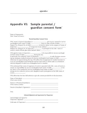 Fillable Online minesactioncanada Appendix VI Sample parental guardian ...
