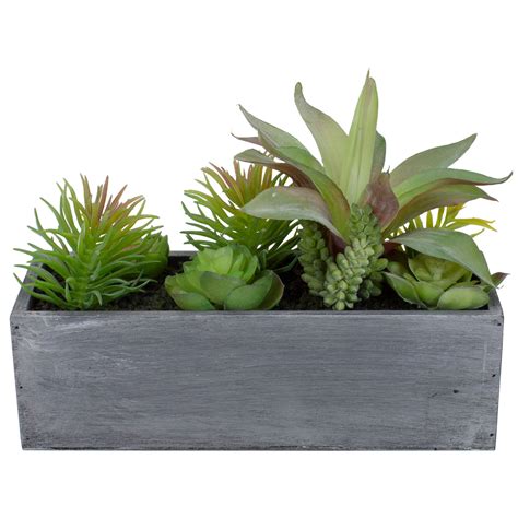 12" Artificial Mixed Succulent Plants in a Rectangular Planter ...