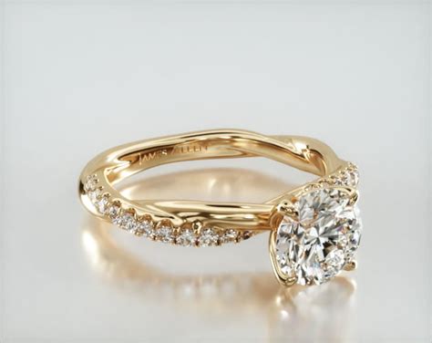 Rope Pavé Engagement Ring Embellished With a Four Prong Tulip Basket ...
