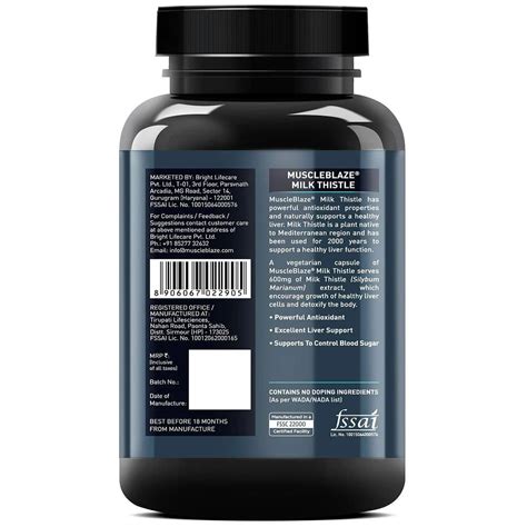 MuscleBlaze Milk Thistle Liver Support 600mg Capsules ...