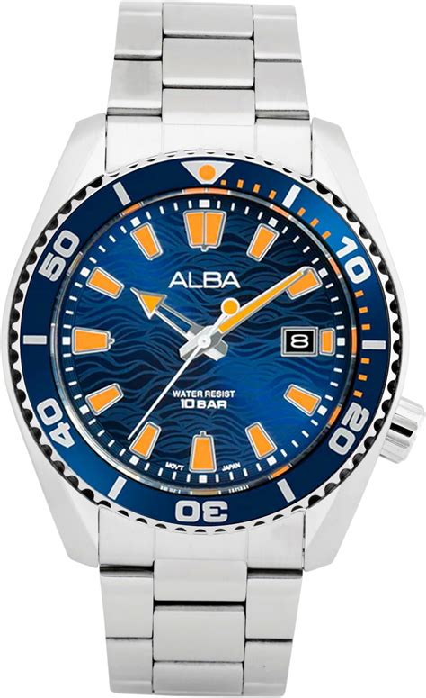 Alba Stainless Steel Men Analog Wristwatch As9R67X1, Blue Dial, Silver ...