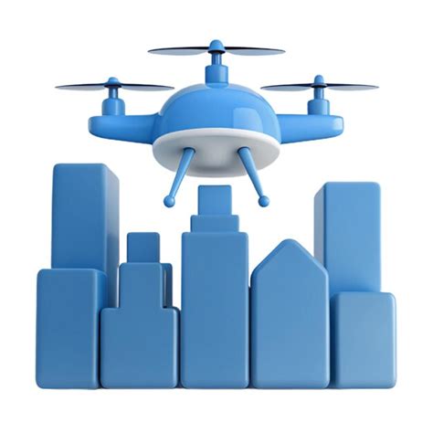 A blue and white drone with a city in the background | Premium AI ...