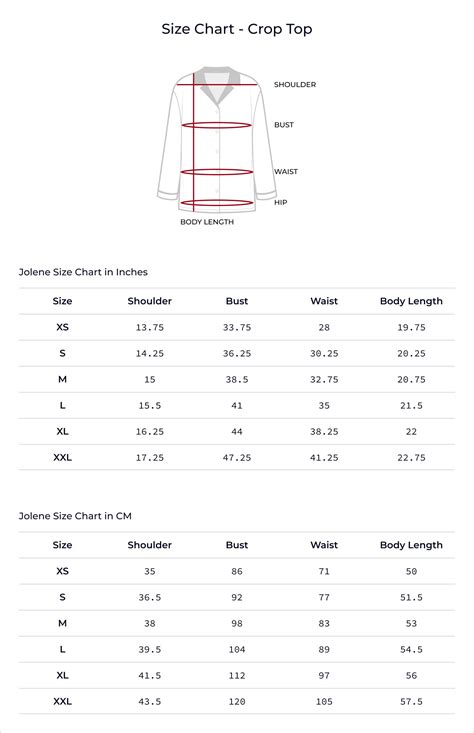 Crop Top Size Chart – Jolene