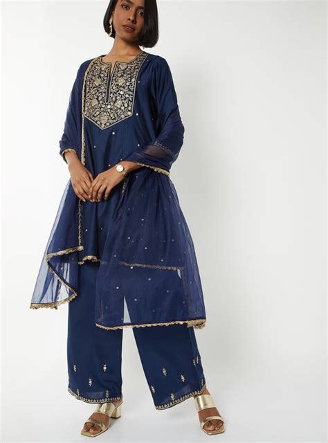Buy Women Embroidered A-line Kurta Set Online at just Rs. 2299.0 ...