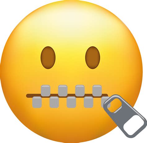 Zip mouth emoji. Silent emoticon with closed metal zipper for mouth ...