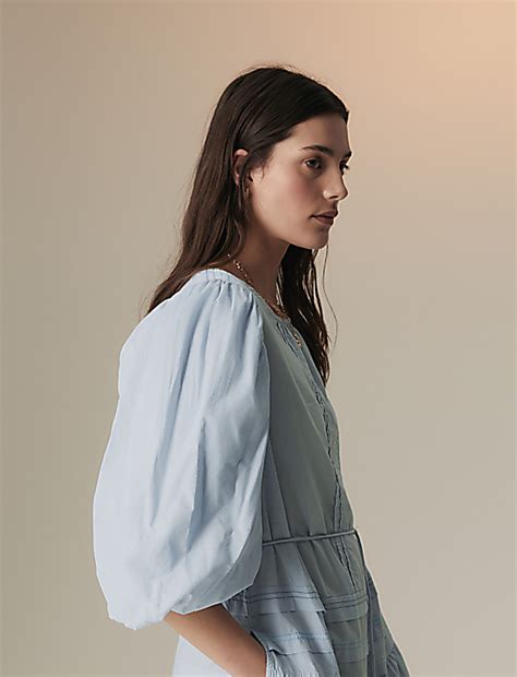 Buy Pure Cotton Pintuck Midaxi Tiered Dress at Marks & Spencer