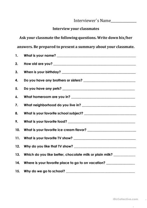 How Are You Today Class Interview Worksheet 的图像结果