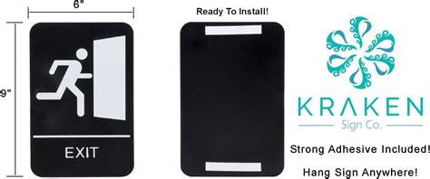 Buy Kraken Sign Co. - ADA Exit Sign with Braille - Black and White, 9 x ...