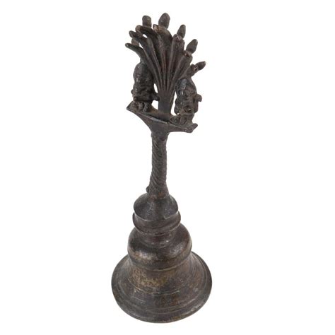 Brass Puja Bell With Two Garuda Figurine God Handle