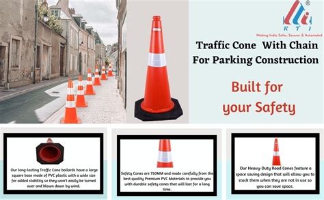 K T I® Road Traffic Cone 750MM Pack of 4 Safety Cones With 4 Rings ...