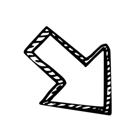 Doodle czarna strzałka ikona na białym tle płaski ikona strzałki dla ...