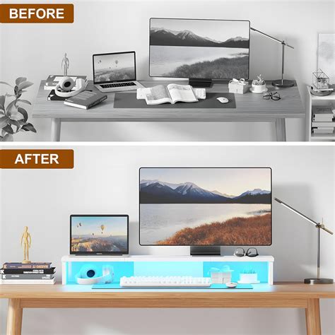 Qupui Dual Monitor Stand Riser for Desk with LED Lights, India | Ubuy