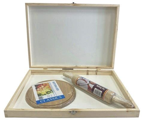 Beghalclassic 3pc Roti Chappatti Box Set With Rolling Pin Round ...
