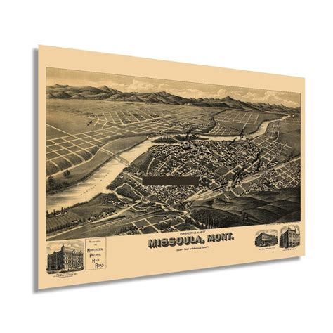 Vintage 1891 Missoula Montana Map Poster History Map of Missoula Wall ...