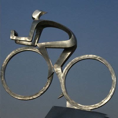公园景观摆件 不锈钢抽象骑单车人物摆件-宏通雕塑