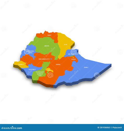 Ethiopia Political Map of Administrative Divisions Stock Vector ...