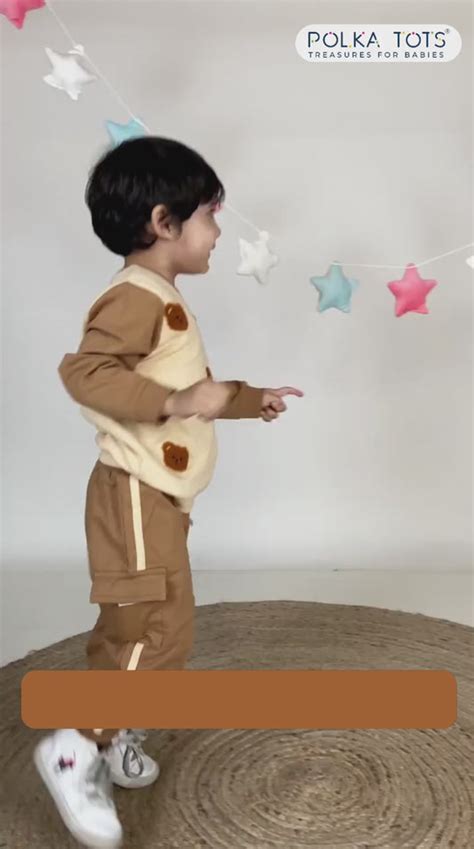 Polka Tots Full Sleeve Co-ord set - Brown