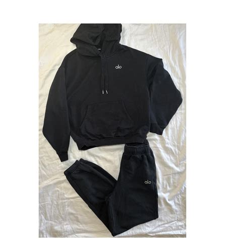 alo black accolade hoodie & sweatpants... - Depop