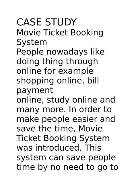 CAT-1 CASE Study - Movie Ticket Booking System - CASE STUDY Movie ...
