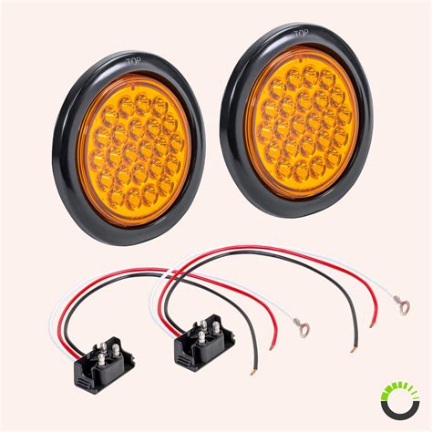 2pc 4" Round Amber 24 LED Trailer Tail Lights [DOT certified] [Grommet ...