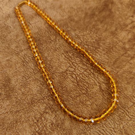 Citrine colour single line necklace – Sanvi Jewels
