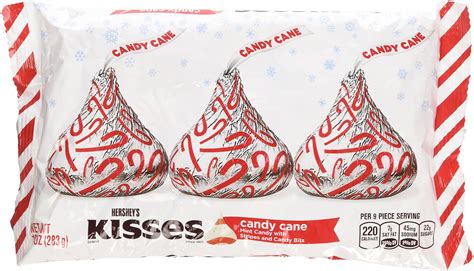Amazon.com: Hershey's Kisses Candy Cane - Mint Candy with Stripes and ...