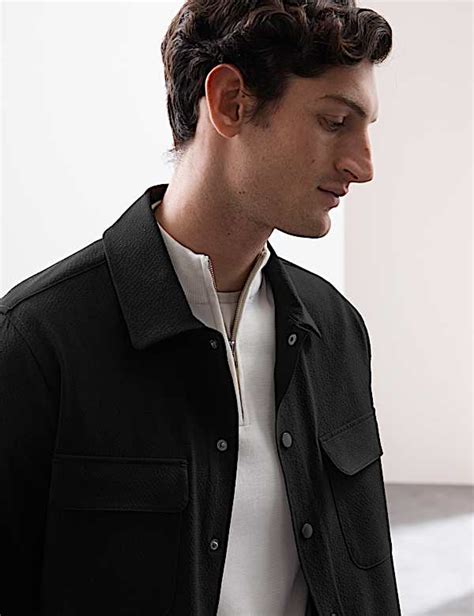 Buy Seersucker Overshirt at Marks & Spencer