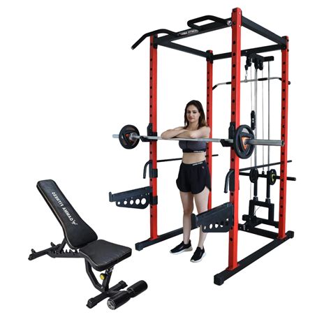 GAMMA FITNESS Power Squat Rack PR-40 with Semi Commercial Adjustable B ...