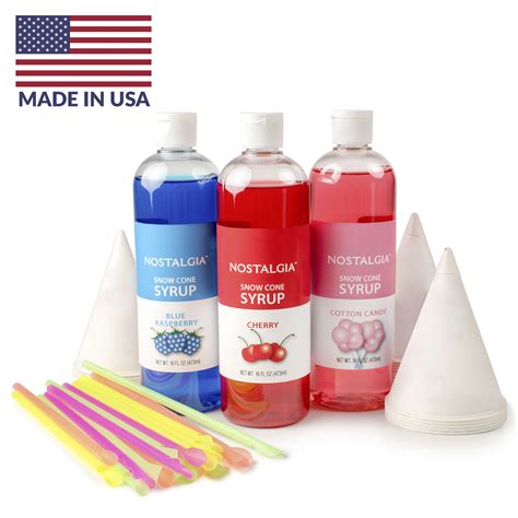 Nostalgia Premium 16-ounce Snow Cone Syrups, Cups And Spoon-straws ...