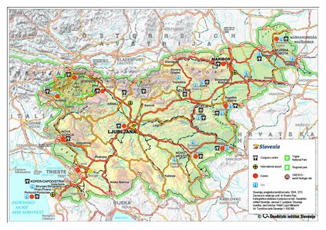 Large detailed road and travel map of Slovenia with relief | Slovenia | Europe | Mapsland | Maps ...