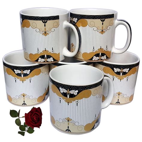 Buy AirPot - Printed Ceramic Coffee Mug 250ml (Pack of 6) Hand Made ...