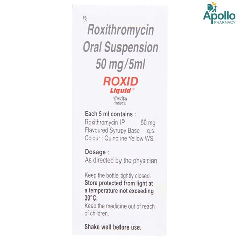 Roxid 50mg/5ml Mint Flavour Liquid 60 ml Price, Uses, Side Effects ...