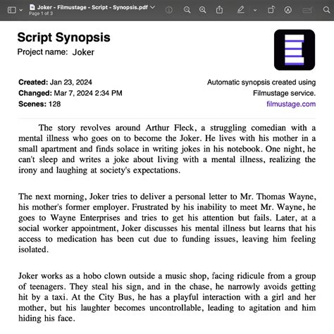 Image result for Script Synopsis Examples