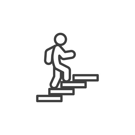 Vector sign of the Man on stairs going up symbol is isolated on a white ...