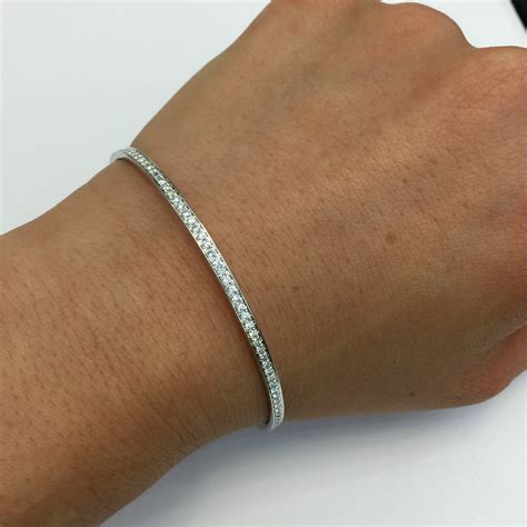 Diamond Bangle Bracelet in 14k White Gold | Donna Jewelry Co
