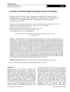Genomics-assisted breeding for drought tolerance in chickpea - OAR@ICRISAT