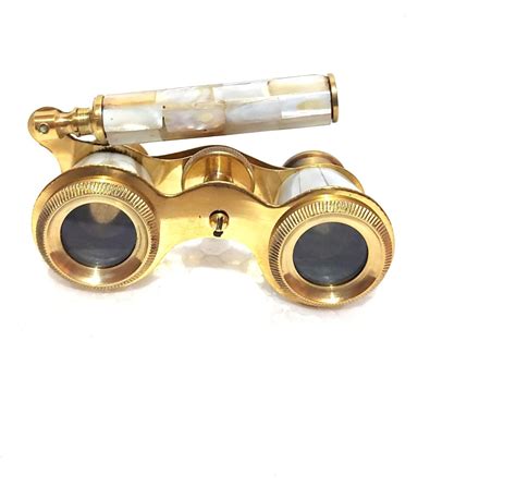 Buy Brass Binocular Telescope with Handle Golden and White Color ...