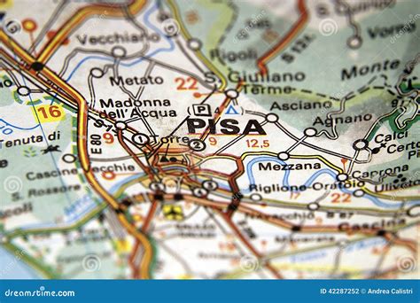 Pisa on the map, Italy stock photo. Image of vehicle - 42287252